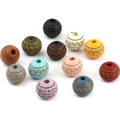 DoreenBeads 10mm Schima Superba Wood Spacer Beads Round Multicolor Stripe Loose Beads DIY Making Bracelets Jewelry Gifts,20PCs