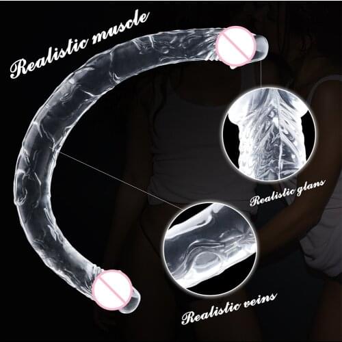 Double head Dildo Long Jelly Realistic Dildo Double Ended Dildo Flexible Big Penis for Women Masturbator Sex Toys for Lesbian