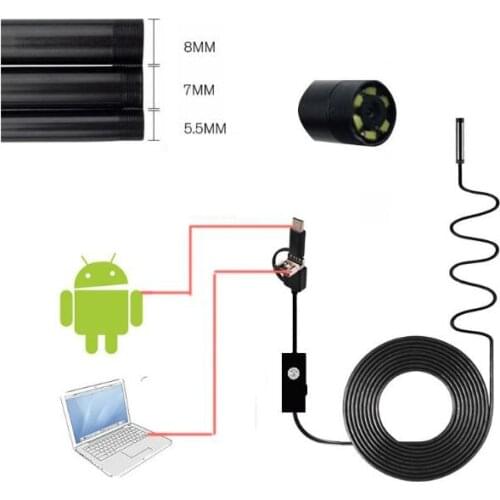 3-in-1 Endoscope 8mm 1.3MP HD C-type Waterproof Endoscope Camera Detection 2m 5m 10m Hard Cable USB Endoscope Camera For Android