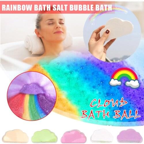 Hot Cute Skin Care Cloud Rainbow Bath Salt Moisturizing Exfoliating Cleaning Bubble Body Bomb Ball FRE-Drop