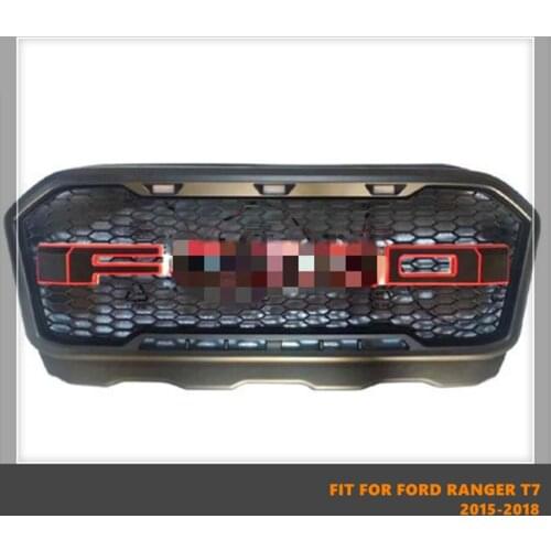 Good Quality ABS Front Middle Grill Racing Grills With LED Lights Fit For Ford Ranger T7 2015-2018