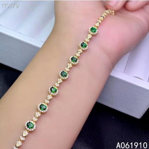 KJJEAXCMY fine jewelry 925 sterling silver inlaid Natural Diopside gemstone trendy ladies bracelet support detection popular