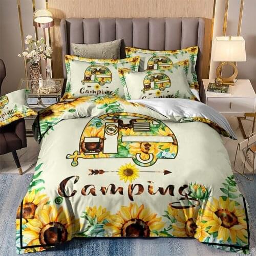 Sunflower Bedding Set Floral Double Twin Duvet Cover Set Cartoon Single Queen King Size Bed Clothes With Pillowcase For Adult