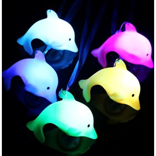 Creativing Glowing Dolphin Toys Girls Childrens Gifts Night Light Pendant Lanyard Toys Party Props Decor Cartoon Luminous Toys