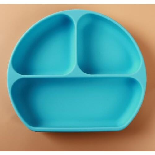 Suction Cup Strong Sticky Divided Silicone Food Plate Baby Dishes Childrens Creative Section Smiling Silicone Plate