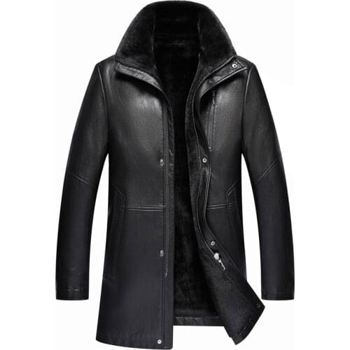 Black men winter warm fur lamb woolen casual jacket men fur collar plush faux leather jacket coat European style