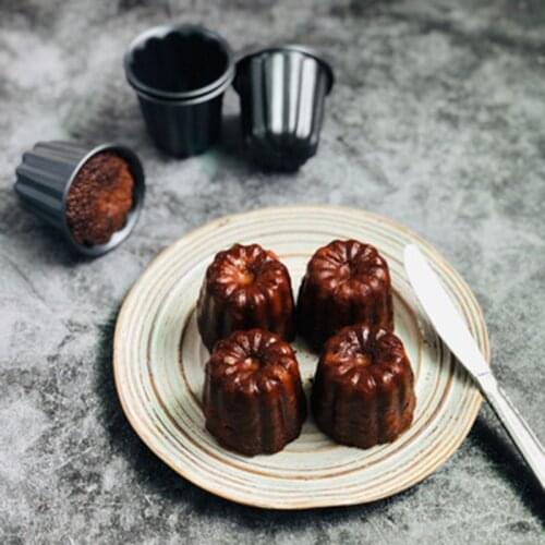 MLGB Canele Mold Cannele Muffin Cup 4Pcs Non-Stick Cannele Mould Gray-Black Canneles