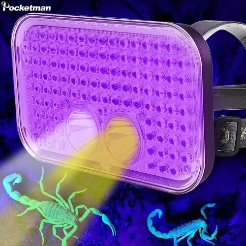 Multifunctional UV LED Headlamp 2 in 1 Black Light Headlight UV Head Front Light for Pet Clothing Food Fungus Detection