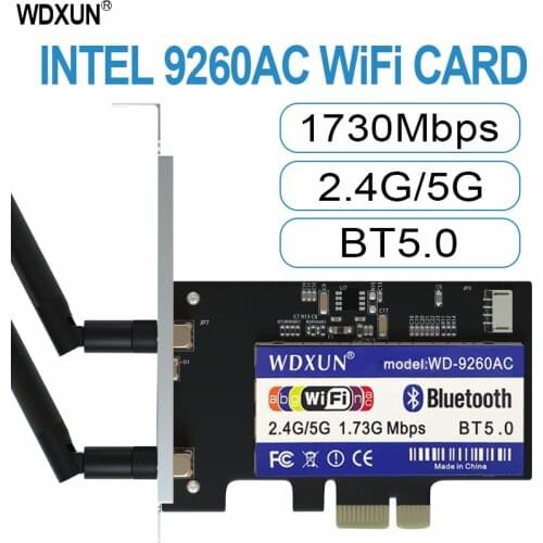 Desktop Intel 9260ac 9260ngw 1730 mbps pci-e pcie 1x WiFi adapter MU-MIMO Bluetooth 5.0 Wireless-AC 9260ac