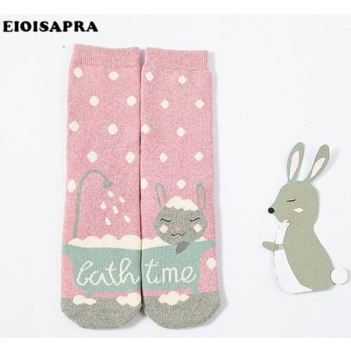 [EIOISAPRA]Womens Creative Panda Penguin Rabbit Socks Women Chaussette Femme Character Animal Cartoon Cute Harajuku Funny Sox
