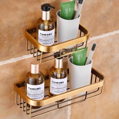 Single Dual Tier Bathroom Corner Shelf Shower Antique Bathroom Shelves Square Wall Mounted Bathroom Holder Showeroom Basket