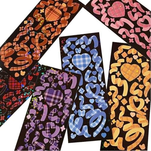 Original American Style Plaid Ribbon Stickers DIY Idol Card Chasing Scrapbook Stationery Charm Gift Decorative Stickers