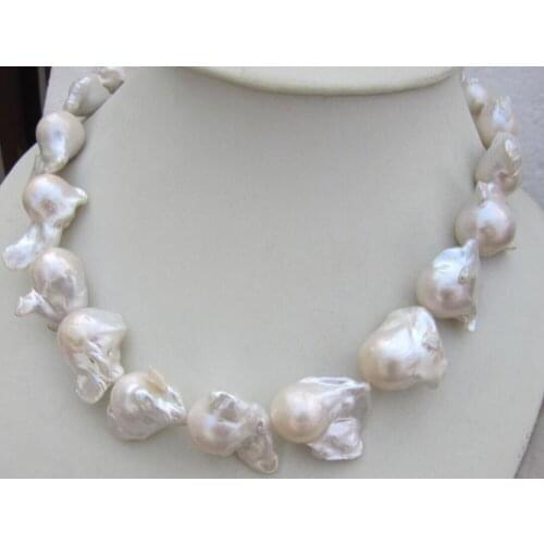NEW AAA 16-24MM NATURAL SOUTH SEA WHITE BAROQUE PEARL NECKLACE 18 INCH36" earring set