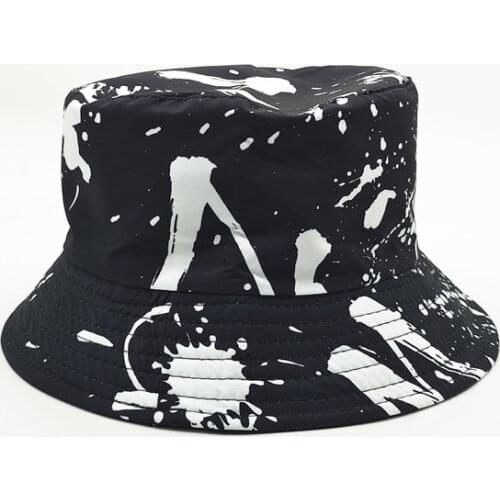 Women ladies Milk printed bucket hat Adult casual cotton fisherman cap hat Hip hop Reversible graffiti panama
