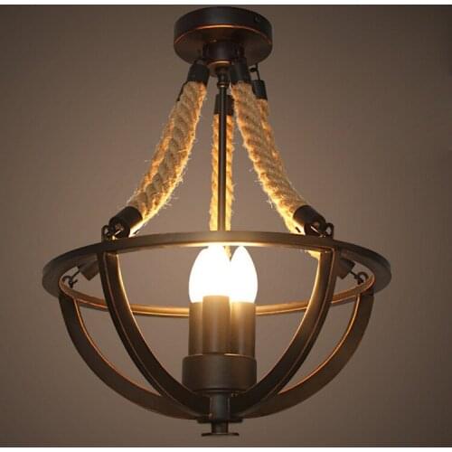 Lang Ge Ma ceiling lights of American retro coffee restaurant bar hemp simple personality three head creative iron lamp ya7312