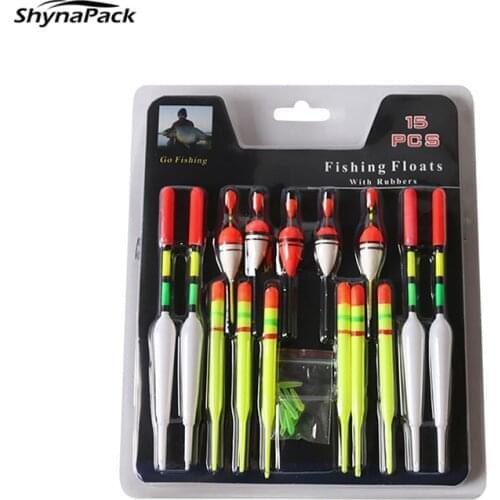 Fishing Floats 1 set (15Pcs) Bobber Fishing Light Stick Floats Fluctuate Mix Size Color Float Buoy For Fishing Accessories