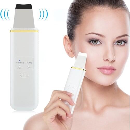 Ultrasonic Facial Skin Scrubber Skin Spatula EMS Blackhead Acne Remover Pore Cleaner Deep Face Cleaning Peeling Lifting Device