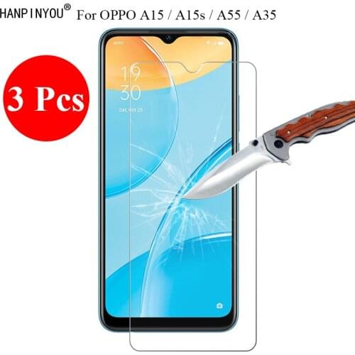 3 Pcs/Lot 9H 2.5D Tempered Glass Screen Protector For OPPO A15 / A15s / A55 6.52" Protective Film + Clean Tools