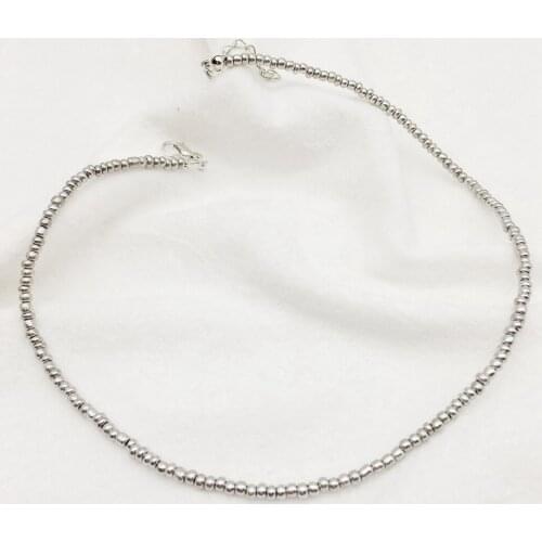 Women Silver Beaded Necklace Decorative Adjustable Clavicle Necklace Boho Necklace Short Necklace Choker Jewellery Accessories