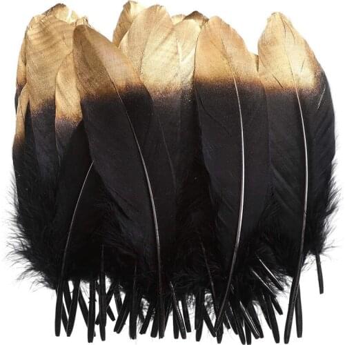 10Pcs/lot Black goose feathers DIY feathers for jewelry making wedding Decoration needlework dress hat accessories plumas15-20cm