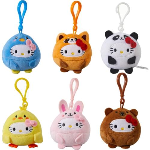 10CM Cartoon Stuffed Animals Kt Cat Plush Toy Anime Kawaii Cute Soft Keychain Pendant Plushie Girls Doll Toys Children Gifts