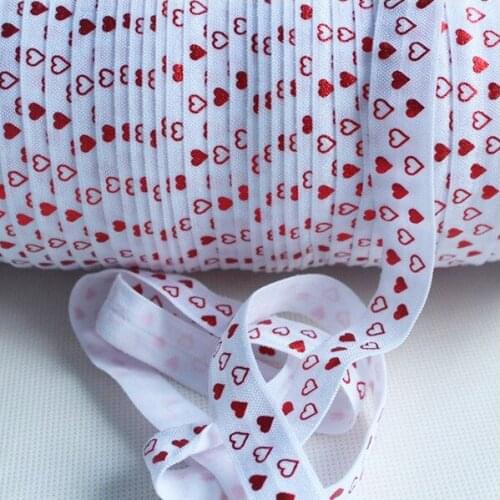 100yard/ lot ,5/8" fold over elastic bands FOE girls hair tie accessories print gold heart