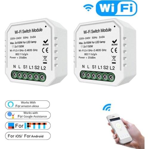 2 Gang 2 Way Wifi Smart Light Switch Diy Breaker Module Smart Life/Tuya APP Remote Control,Working with Alexa Echo Google Home