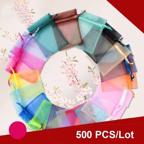 500pcs jewelry gift bag Wedding organza bags packaging transparent party Drawable Pouches present candy 7x9 9x12 10x15 13x18cm