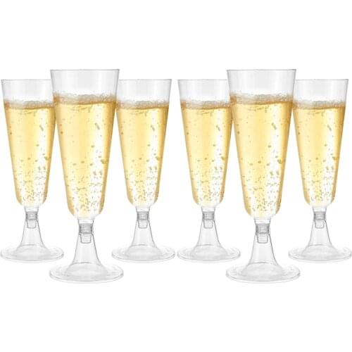 6pcs/set Disposable Red Wine Glass Plastic Champagne Flutes Glasses Cocktail Goblet Wedding Party Supplies Bar Drink Cup 150ml