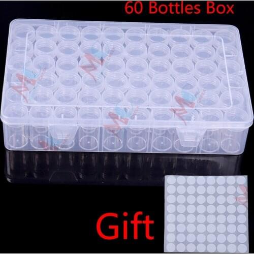 60 Bottles Box Transparent Container Case Diamond Painting Tool Diamond Embroidery Accessories Beads Storage Box Organizer Tools