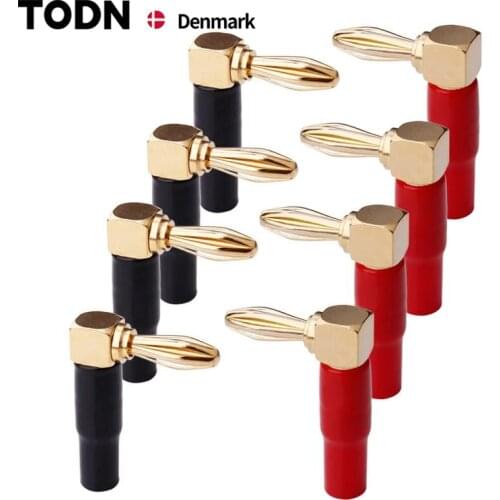 8Pcs Right Angle 90 Degree 4mm Banana Plug Screw L Type for Binding Post Amplifiers Video Speaker Adapter Connector