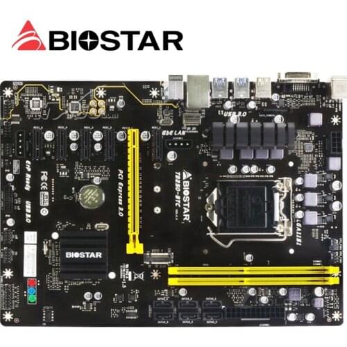 BIOSTAR TB250-BTC Mining motherboard DDR4 for intel LGA 1151 32GB DVI SATA3 B250 Desktop Motherboard