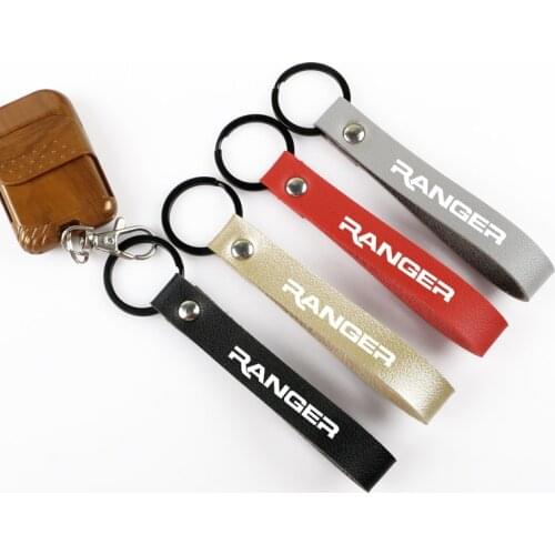 Fashion car Key chain Artificial Leather Rope PU Keychain for Ford RANGER Fiesta EcoSport ESCORT focus car Key ring Accessories