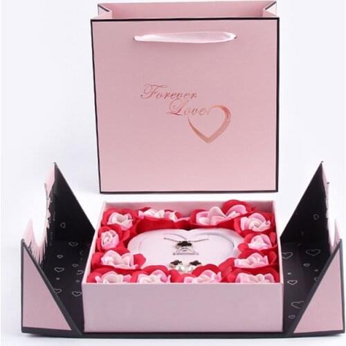 Caixa de presente de embrulho caixa de presente dobrável caixa de flor sala de estar casamento portátil bela caixa de jóias com