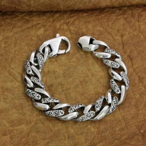 925 Sterling Silver Lobster Clasp Bracelet Mens Link Chain TA230