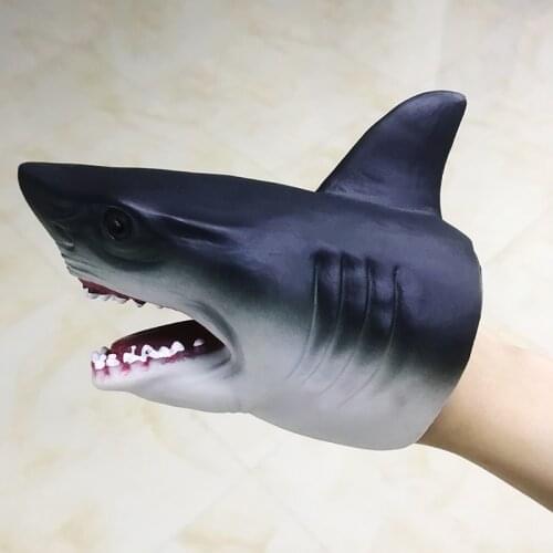 Childrens Realistic Shark Hand Puppet Soft Plastic Mouth Free Deformation Toys Animal Head Gloves Kids Toys Funny Gift