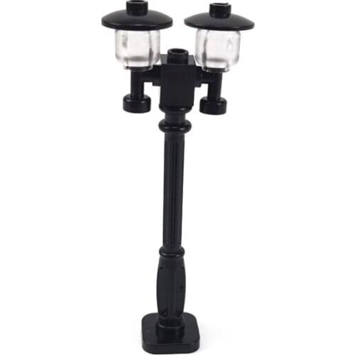 MOC City Street Light Model Double Bulbs Black Educational Toys For Children DIY Parts Kids Gift Compatible City Building Blocks