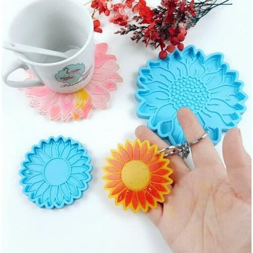 DIY Crafts Home Decoration Casting Tool Handcraft Sunflower Coaster Epoxy Resin Mold Cup Mat Pad Silicone Mould