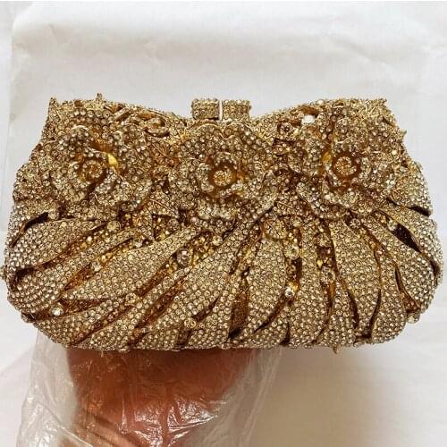 20 Colors Designer White Crystal Rhinestone Wedding Purse Fashion 3 Flowers Metal Evening Clutches Handbags Ladies Party Bags