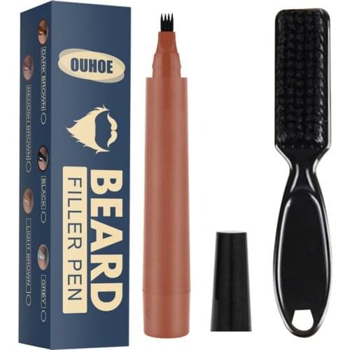 For Facial Hair Repair Beard Pen Beard Filling Pen Kit Patchy Areas Water Proof Beard Pencil And Brush Beard Filler