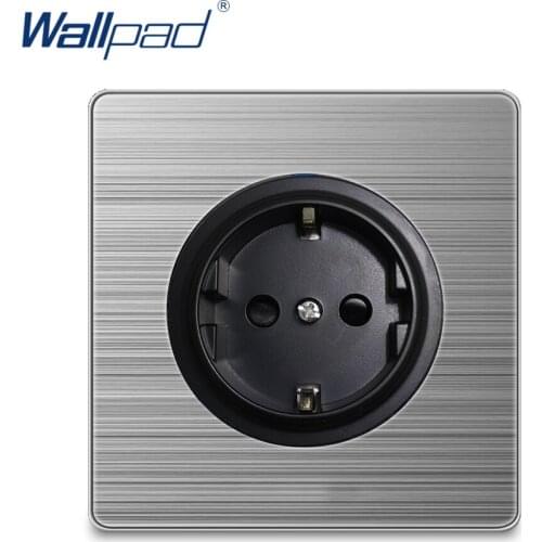 Wallpad 2020 EU German Socket Wall Power Socket Electric Outlet Silver Stainless Steel Panel For Home