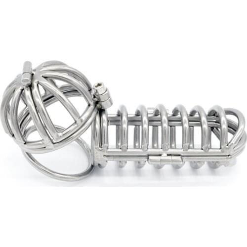New Stainess Steel Chastity Cage 110*35mm Penis Cage With Ball Stretcher, Penis Ring Dia 42mm Male Chastity Device Cock Sex Toys