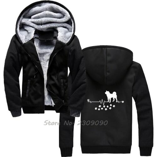 Shiba Inu Dog Heartbeat Gift Dogs Breed Men Hoodie Funny Hoodies Men Winter Keep Warm Thicken Sweatshirts Streetwear