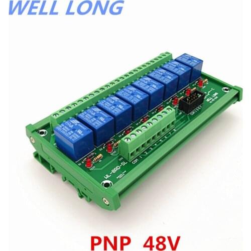 DIN Rail Mount 8 Channel PNP Type 48V 10A Power Relay Interface Module,SONGLE SRD-48VDC-SL-C Relay