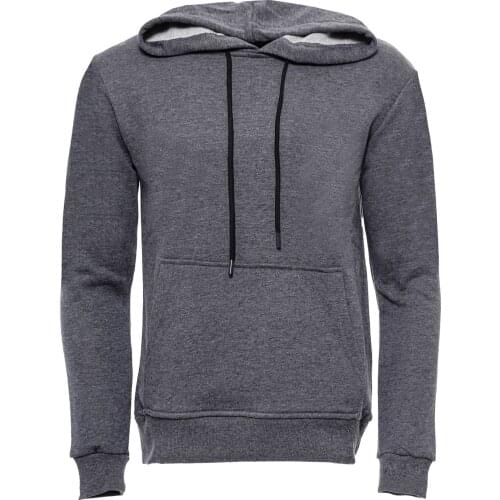 Hooded Pocket Plain Dark Grey Mens Sweatshirt