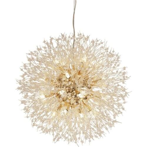 Nordic Modern Fashion Simple Restaurant Bedroom Bar Counter Art Creative Clothing Store Room Crystal Dandelion Gold Chandelier
