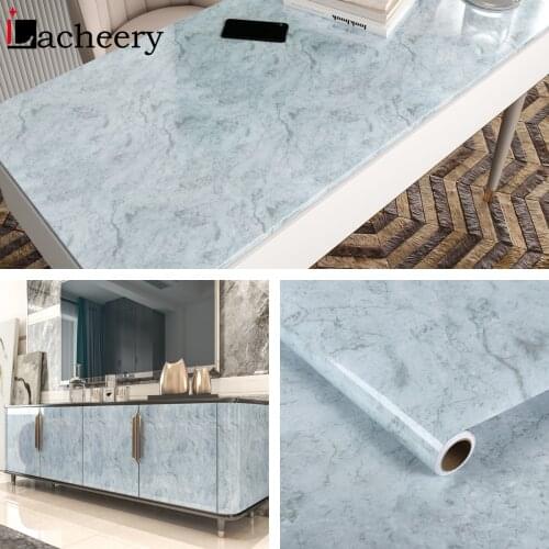 Newest Marble Stone Style Wallpaper Self-Adhesive Kitchen Cabinets Desktop PVC Waterproof Wall Sticker Furniture Renovation Film
