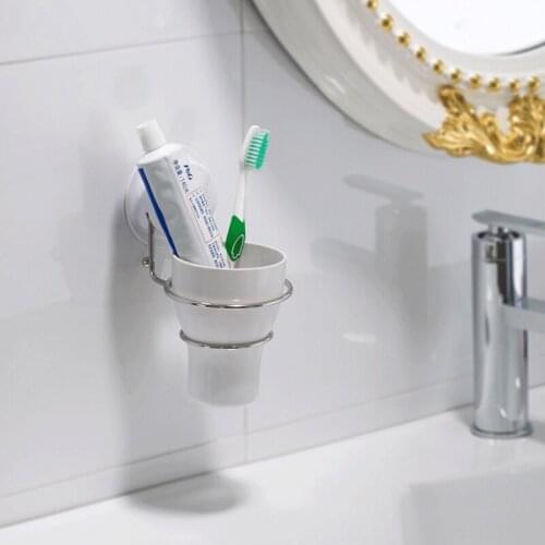 Single Cup Holder Wall Mounted Toothbrush Tumbler Holder Cup Stand Bathroom Accessory Holder For Toothbrushes