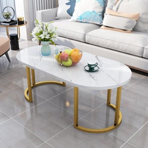 Oval coffee table small apartment simple modern living room home low tables Nordic light luxury creative marble sofa side table