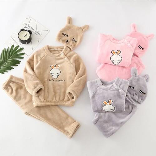 The New Kids Winter Pajamas Sets Cartoon Rabbit Cute Style Children Warm Sleepwear Baby Girls Boys nightwear Children Pajamas Fo
